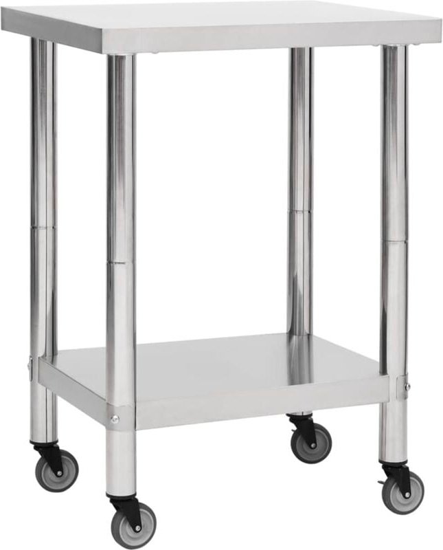 Küchen-Arbeitstisch mit Rollen 60x30x85 cm Edelstahl - Vidaxl