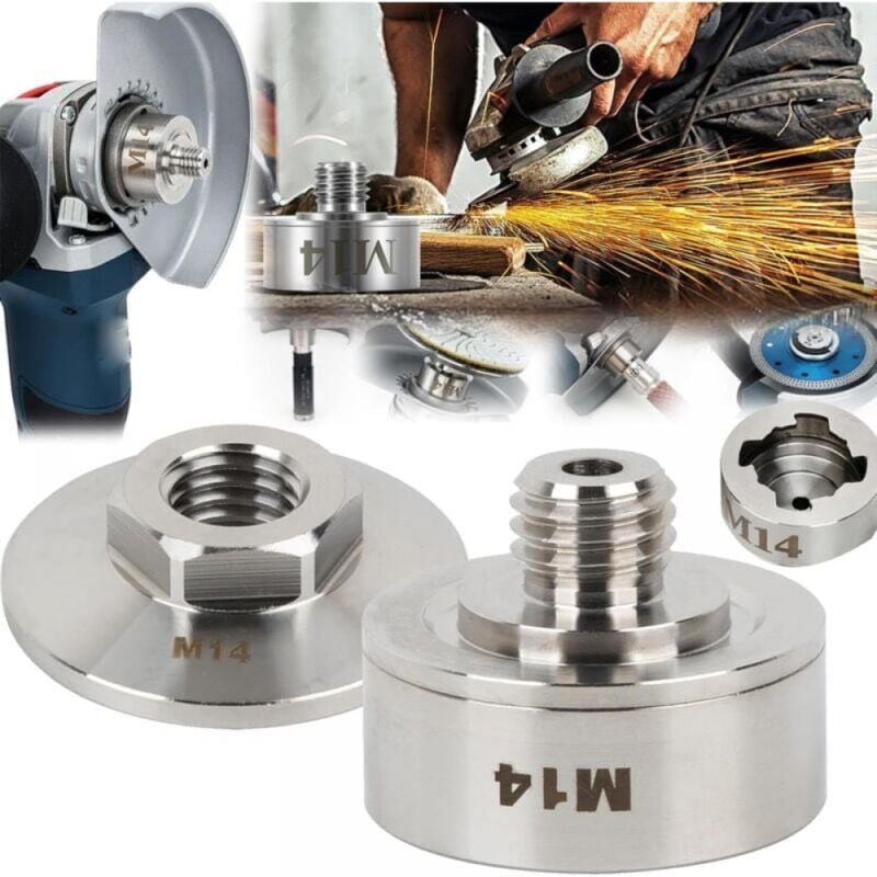 Winkelschleifer-Zubehör, M14 X-Lock-Adapter mit M14-Kontermutter zum Feststellen auf M14-Gewinde. Anwendbarer Edelstahl-...