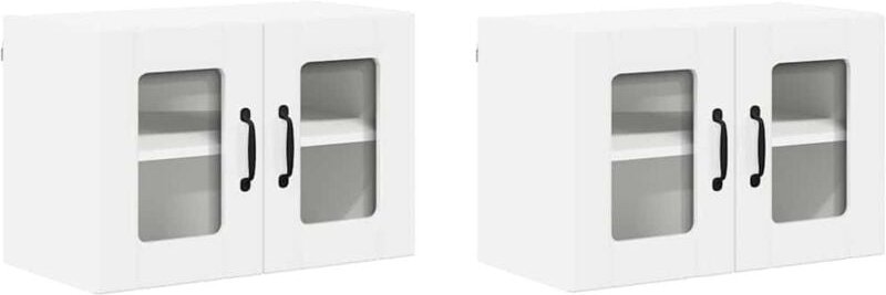 Küchenhängeschrank mit Tür 2 pcs Hochglanz Weiß 60 x 31 x 40 cm vidaXL