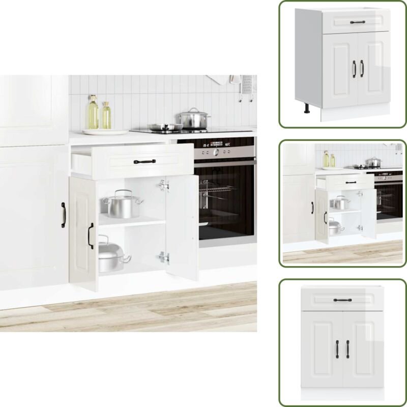 The Living Store - vidaXL Küchenunterschrank Kalmar Hochglanz-Weiß Holzwerkstoff