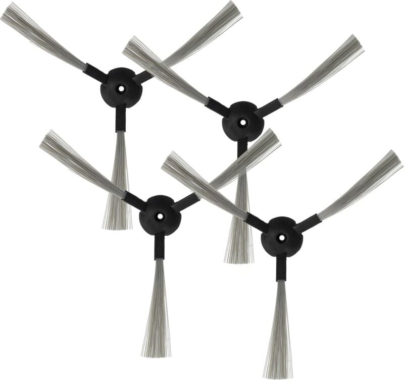 4x Seitenbürste kompatibel mit Nestor E.Ziclean Furtiv Saugroboter - Reinigungsbürsten Set, schwarz / grau - Vhbw
