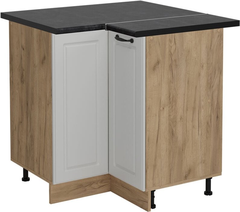 Vicco - Eckunterschrank R-Line, Weiß Landhaus, 75.6 cm , ap Anthrazit