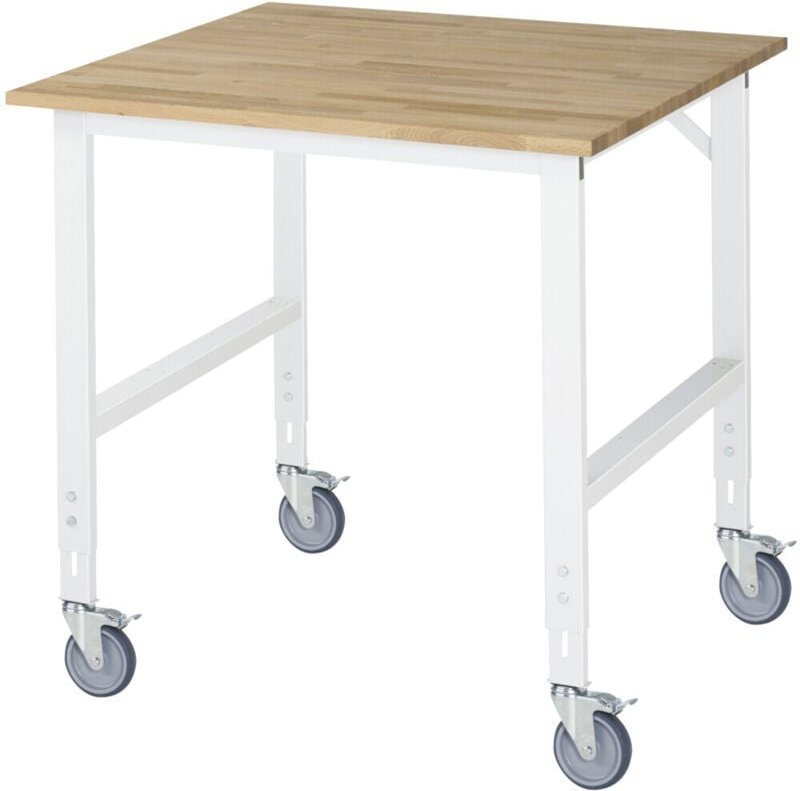 Fahrbarer Arbeitstisch Tom (4 lr), B1000xT1000xH910-1230mm, B-Platte-25mm - RAU
