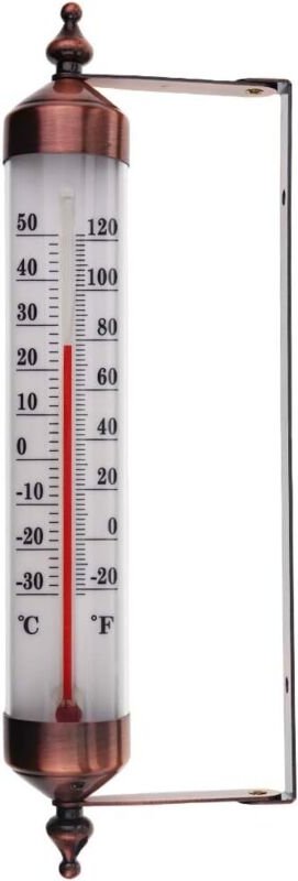 Außenthermometer mit Manometer, Bronze-Effekt – Stilvolles Gartenthermometer für den Außenbereich, geeignet für Außentem...