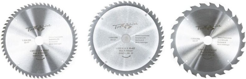 Trendline - HM-Kreissägeblätter 3-teilig je 250 mm, Bohrung 30 mm, 24 48 60 Zähne
