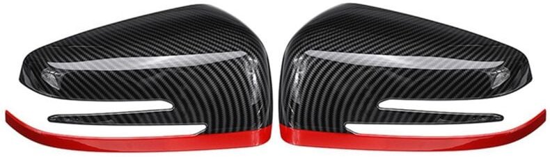 2X Auto Rückspiegel Abdeckung Kappe für-CE CLA GLA Klasse W176 W117 Carbon + Rot