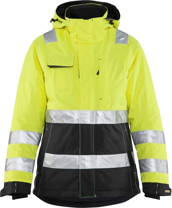Thumbnail - Arbeitsjacke mit Futter, hohe Sichtbarkeit, Damen 4872 – Neon Gelb/Schwarz XXL