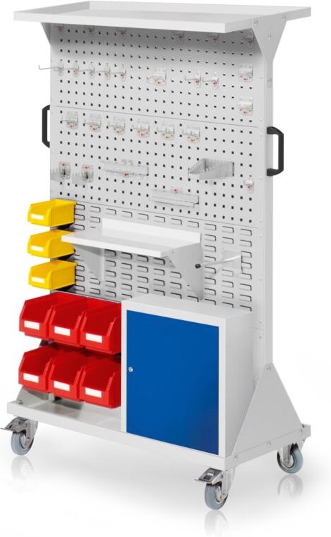 Kappes RasterMobil® mobiler Arbeitsplatzschrank Größe 4 1580x1000x500mm 4x Lochplatte 4x Schlitzplatte mit Auflageboden ...