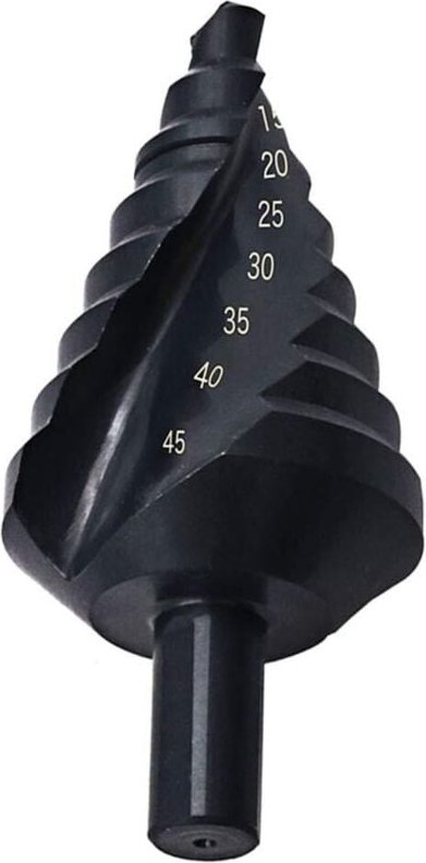 Thumbnail - Titanbeschichteter 10-45-mm-Stufenbohrer, Stufenbohren, Reiben, Bohren auf Stahl, 10-45 mm, titanbeschichteter Stufenboh...