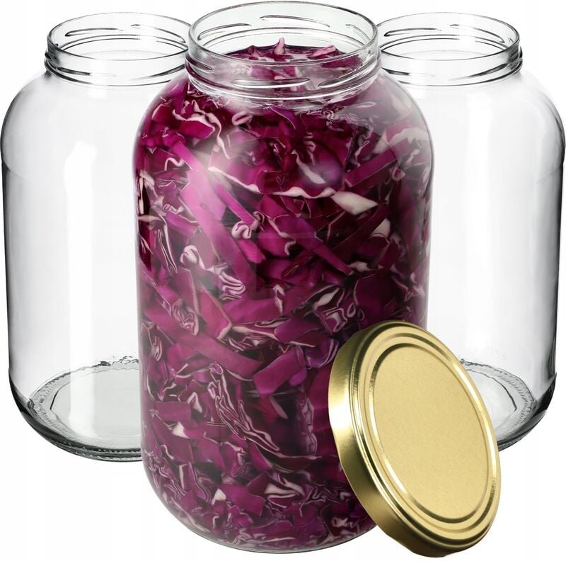 Kadax - Einmachgläser 4L, Weckgläser, fi100 mm, 4 Stück, Gold Deckel