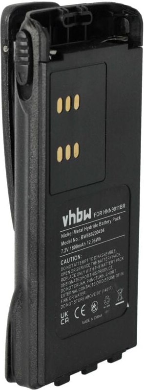 Vhbw - Akku kompatibel mit Motorola GP330 Funkgerät, Walkie Talkie (1800mAh, 7,2V, NiMH) + Gürtelclip