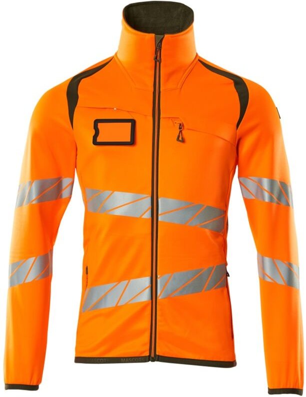 Thumbnail - Fleecepullover mit Reißverschluss 19103 Gr. m hi-vis orange/moosgrün - Mascot