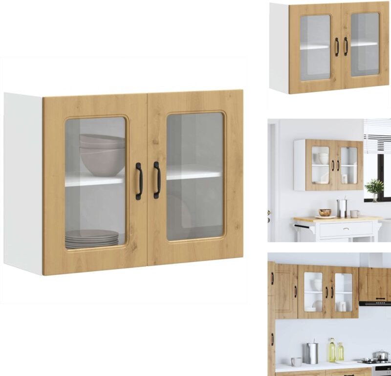 Küchen-Hängeschrank mit Glastür Artisan-Eiche Holzwerkstoff - Küchen-Wandschrank - Küchen-Wandschränke - Wandschrank Küc...