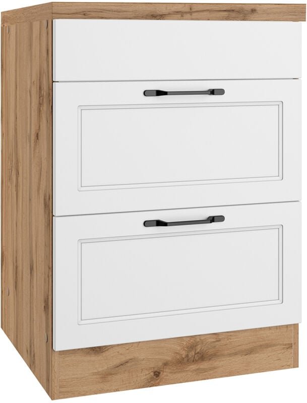 Lomadox - Kochfeldumbauschrank 60 cm weiß und Eiche, MONTERREY-03