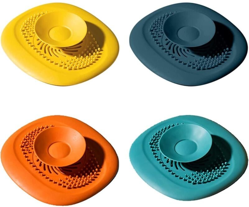 4er-Set Abflussstopfen aus Silikon, universeller Badewannenstopfen, Schutzfilter für Boden, Waschküche, Küche und Badezi...