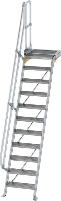 Günzburger Steigtechnik Treppe mit Plattform 60° Stufenbreite 600 mm 11 Stufen Aluminium geriffelt - 600371