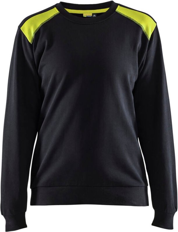 Arbeits-Sweatshirt Rundhals Damen 3408 - Schwarz/Neongelb S