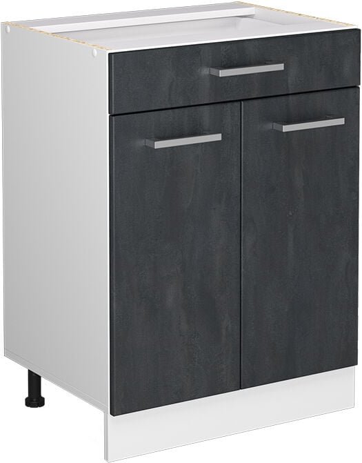Küchenunterschrank R-Line, Schwarz Beton, 60 cm ohne Arbeitsplatte Vicco