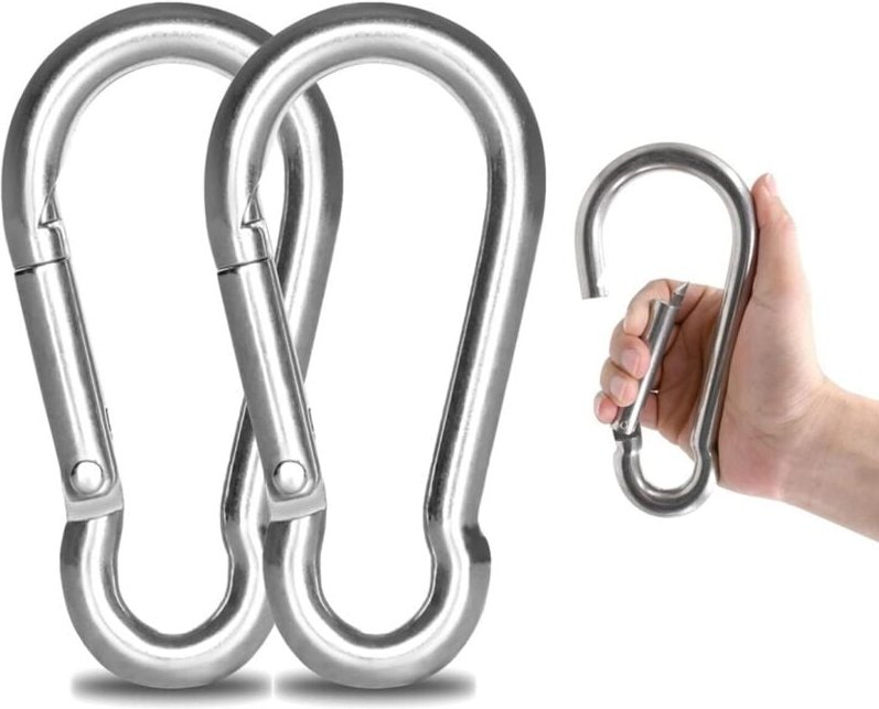 Stück – M12 304 Edelstahl-Karabiner – großer 140 mm Edelstahl-Karabinerhaken, 800 kg Tragkraft, Karabinerhaken für Hänge...