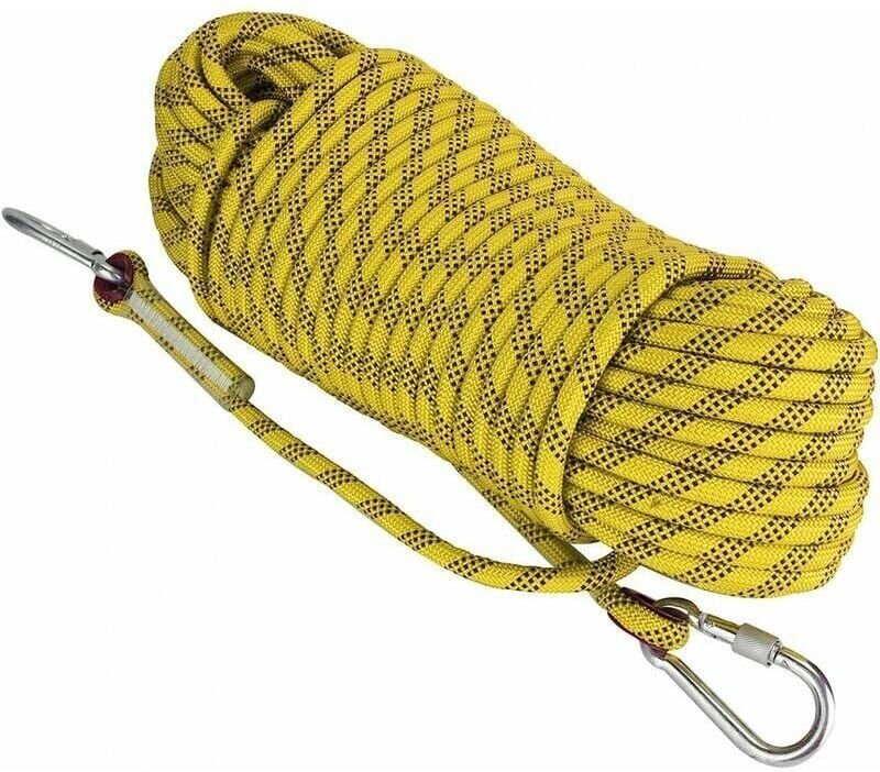 30 m 12 mm Kletter-Fluchtseil, reißfestes Rettungsseil mit 2 Karabinern für Outdoor-Wandern, Bergsteigen, Feuerrettung