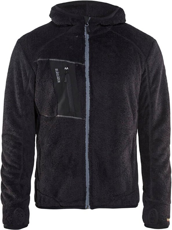 Arbeitsjacke mit Kapuze aus Plüsch 4863 - Schwarz/Hellgrau S