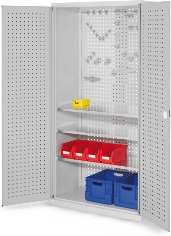 Kappes ®RasterPlan Werkzeugschrank 1950x1000m Modell 6 Tiefe 500mm Lochplattentüren lichtgrau