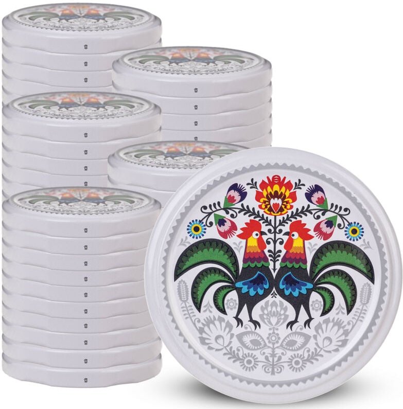 KADAX Deckel fi66 50er-Pack Muster Rooster Folk
