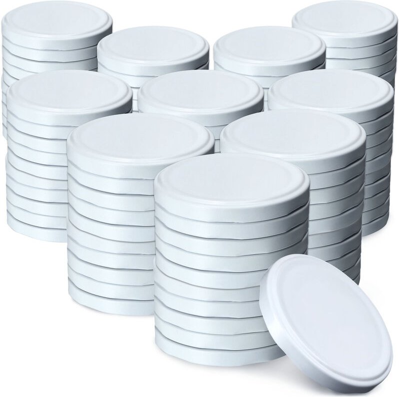Kadax - Schraubdeckel fi100 mm, aus Metall, für Einmachgläser, 100 Stück, Weiß