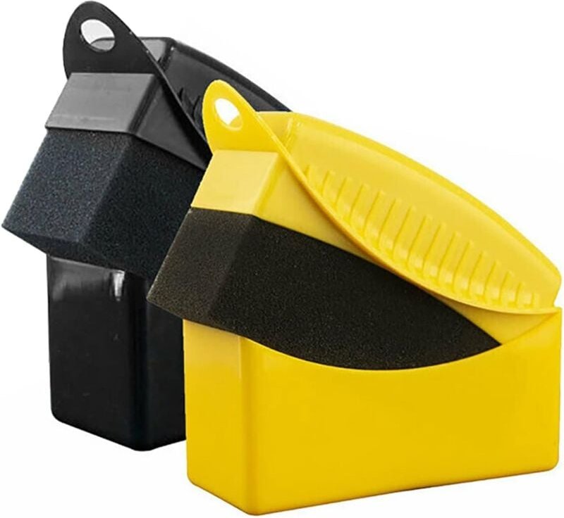 Lntyq - Lot de 2 éponges d'épilation à la cire pour roue de voiture avec étui de nettoyage pour pneu de voiture