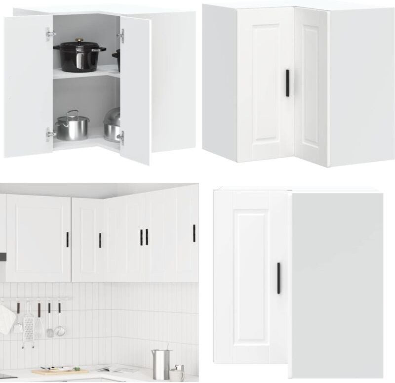 Küchen-Eckhängeschrank Porto Weiß Holzwerkstoff - Vidaxl
