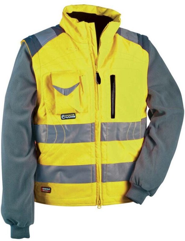 Cofra 2 in 1 Warnschutzjacke mit Fleeceärmel gelb 48