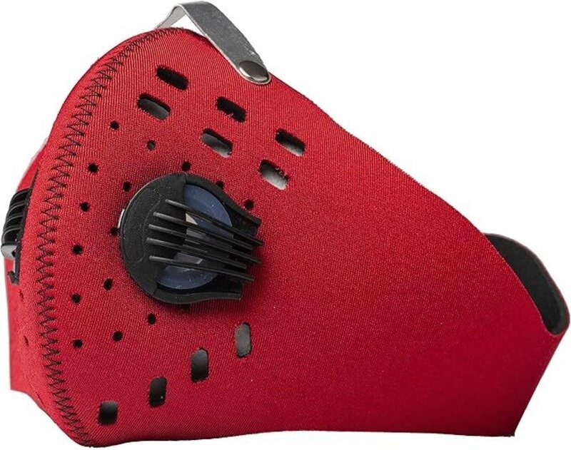 Anti-Pollution-Gesichtsmaske in Militärqualität schützt vor Smog, Abgasen, Staub und Pollen (rot)