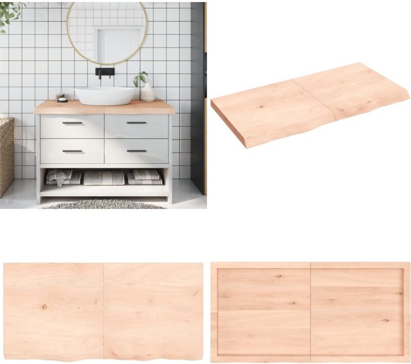 Waschtischplatte 120x60x(2-6) cm Massivholz Unbehandelt - Massiver Eichentisch - Eiche Arbeitsfläche - Badrenovierung - ...