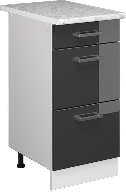 Vicco - Unterschrank R-Line, Anthrazit Hochglanz, 40 cm mit Schubladen