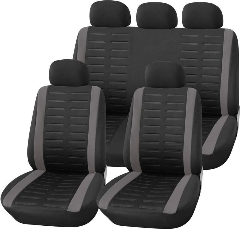 Thumbnail - Universal-Autositzbezug-Set, Schwarz, Grau, Universal-Autositzbezug-Set, Vorder- und Rücksitzbezüge, Innenzubehör, Gadge...