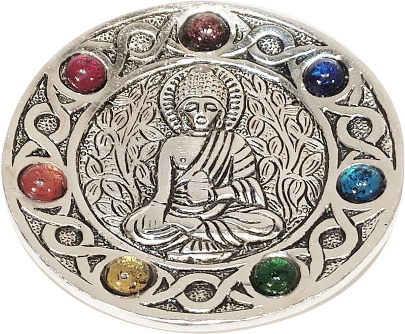 Signes Grimalt - Chakra Buddha Plattenzubehör Natur Runde Silberschale - 1x11x11cm