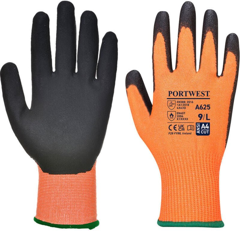Thumbnail - PU-Handschuhe Vis-Tex Schnittschutz Orange/Schwarz XL - Größe 10