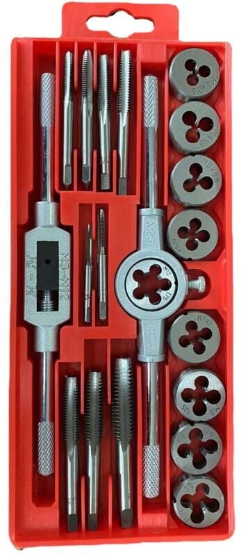 20-teiliges metrisches Gewindebohrer- und Schneideisen-Set M3-M12 aus Stahl