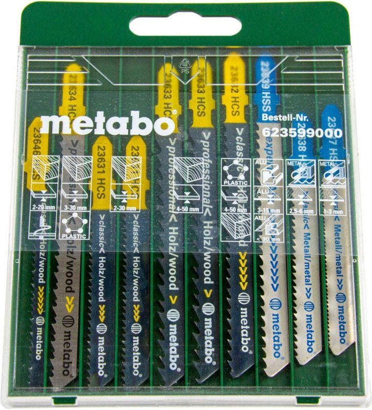 Metabo - Stichsägeblattsortiment sp 10teilig f.Holz/Metall/Kunststoffe