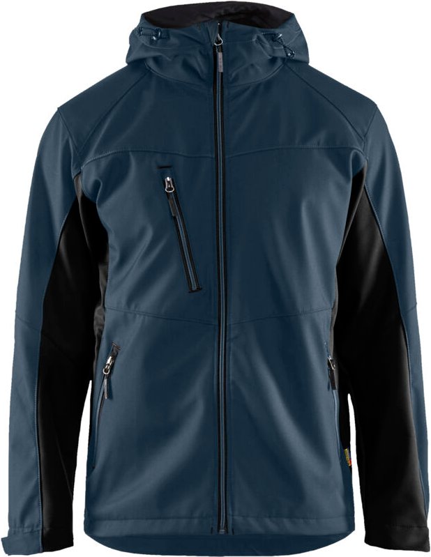 Thumbnail - Arbeitssoftshelljacke mit Kapuze 4753 - Dunkelmarine/Schwarz 4XL