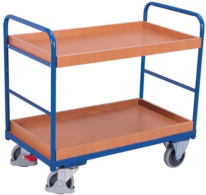 VARIOfit Etagenwagen, niedrig mit 2 Ladeflächen, umrandet 965x655mm