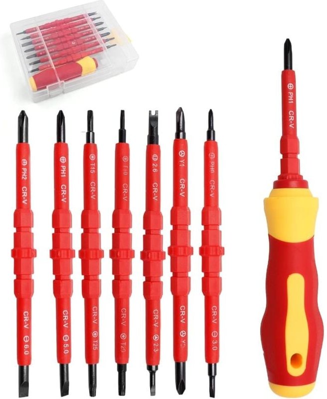 7-in-1-Magnetschraubendreher-Set, isolierter Schraubendreher, isolierter Elektriker-Schraubendreher mit Multifunktionsgr...