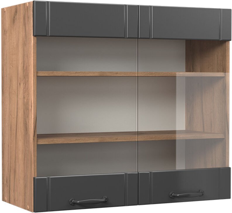 Küchenglasschrank Fame-Line, Dunkelgrau, 80 cm, Vicco