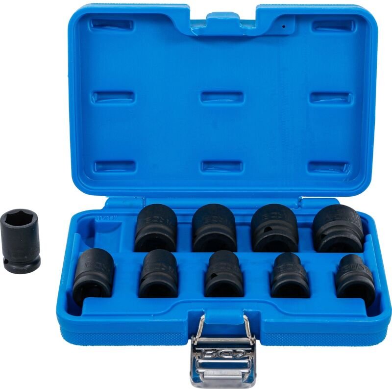 Bgs Technic - Kraft-Steckschlüssel-Einsatz-Satz Sechskant Antrieb Innenvierkant 12,5 mm (1/2') sw 3/8 - 15/16' Zollgröße...