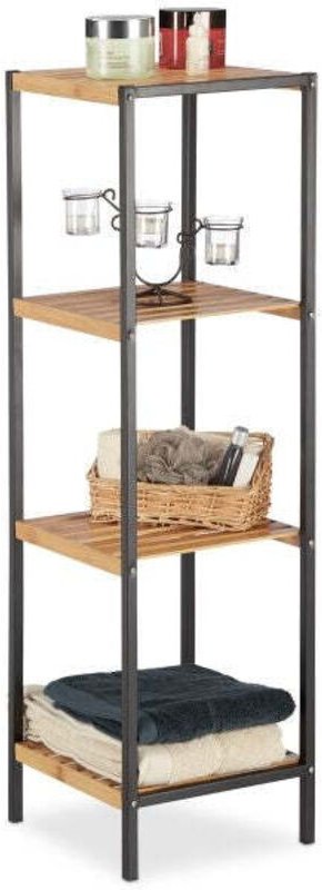 Bamboo and steel shelf