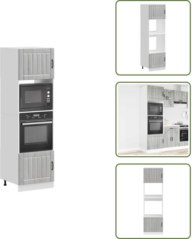 Herdumbauschränke 2 Stk. Kalmar Grau Sonoma Holzwerkstoff - Herdumbauschrank - Herdumbauschränke - Backofenschrank - Küc...