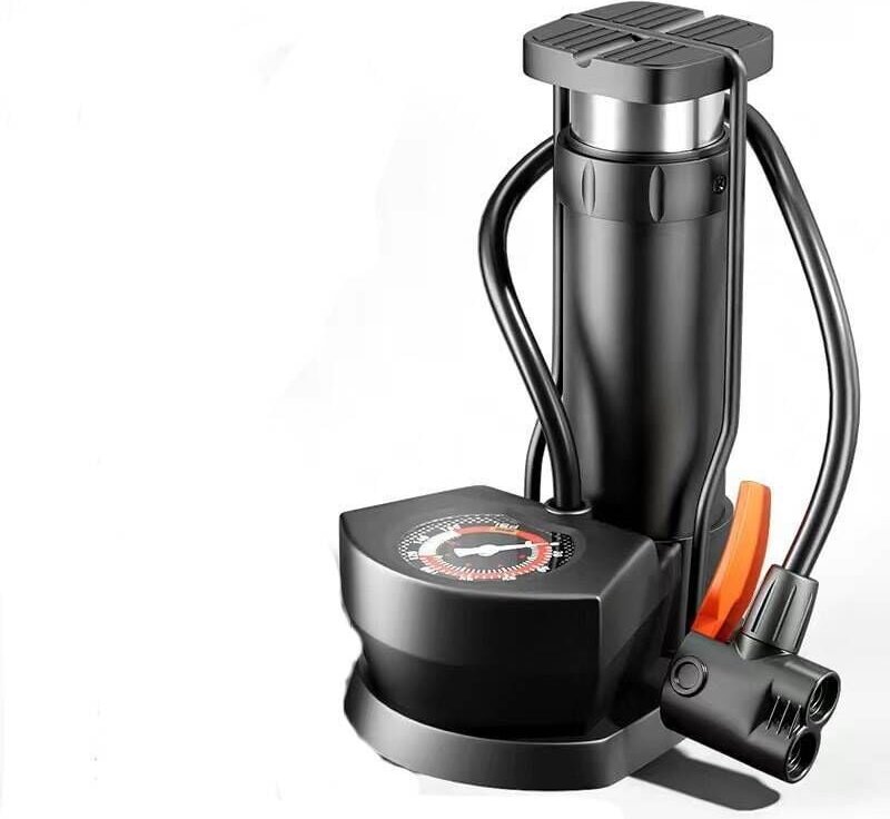 Thumbnail - Mini-Fahrradpumpe, tragbare Fußpumpe mit Manometer 11 Bar/160 psi, für AV/DV/SV-Ventile, für Fahrräder, Bälle, Schwimmwe...