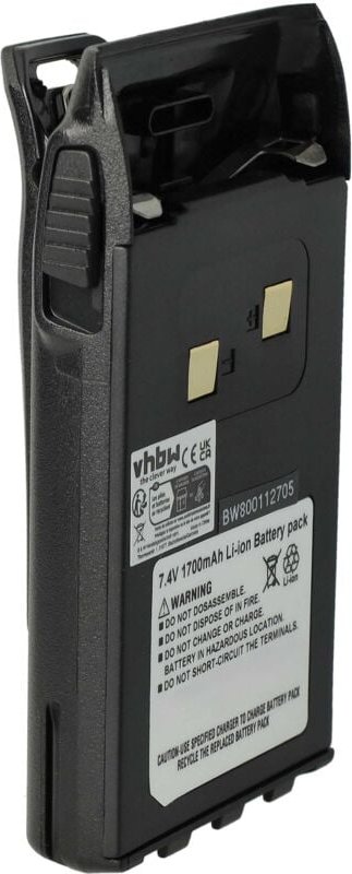 Vhbw - 1x Akku kompatibel mit Dynascan DB-48 Funkgerät, Walkie Talkie (1700 mAh, 7,4 v, Li-Ion) + Gürtelclip