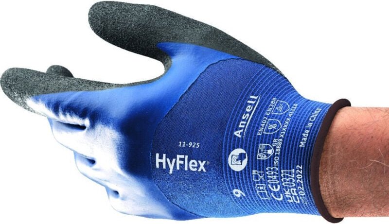 Ansell - Handschuhe HyFlex 11-925 Gr.9 blau Spandex/Nylongewebe m.Nitril en 388 Kat.II 12 Stk