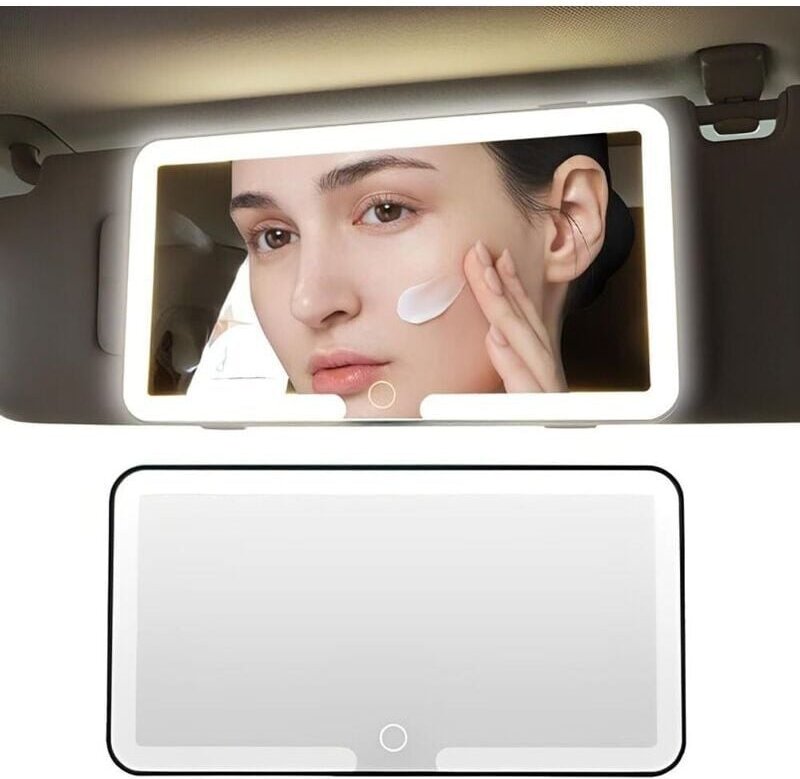 Auto-Kosmetikspiegel, LED-Auto-Sonnenblendenspiegel, Auto-Kosmetikspiegel mit 3 Beleuchtungsmodi, LED-Auto-Sonnenblenden...